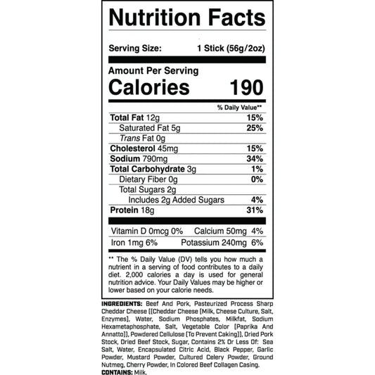 1st Phorm - Protein Meat Sticks SHARP CHEDDAR FLAVORED 1stick (1/22/27 Exp)