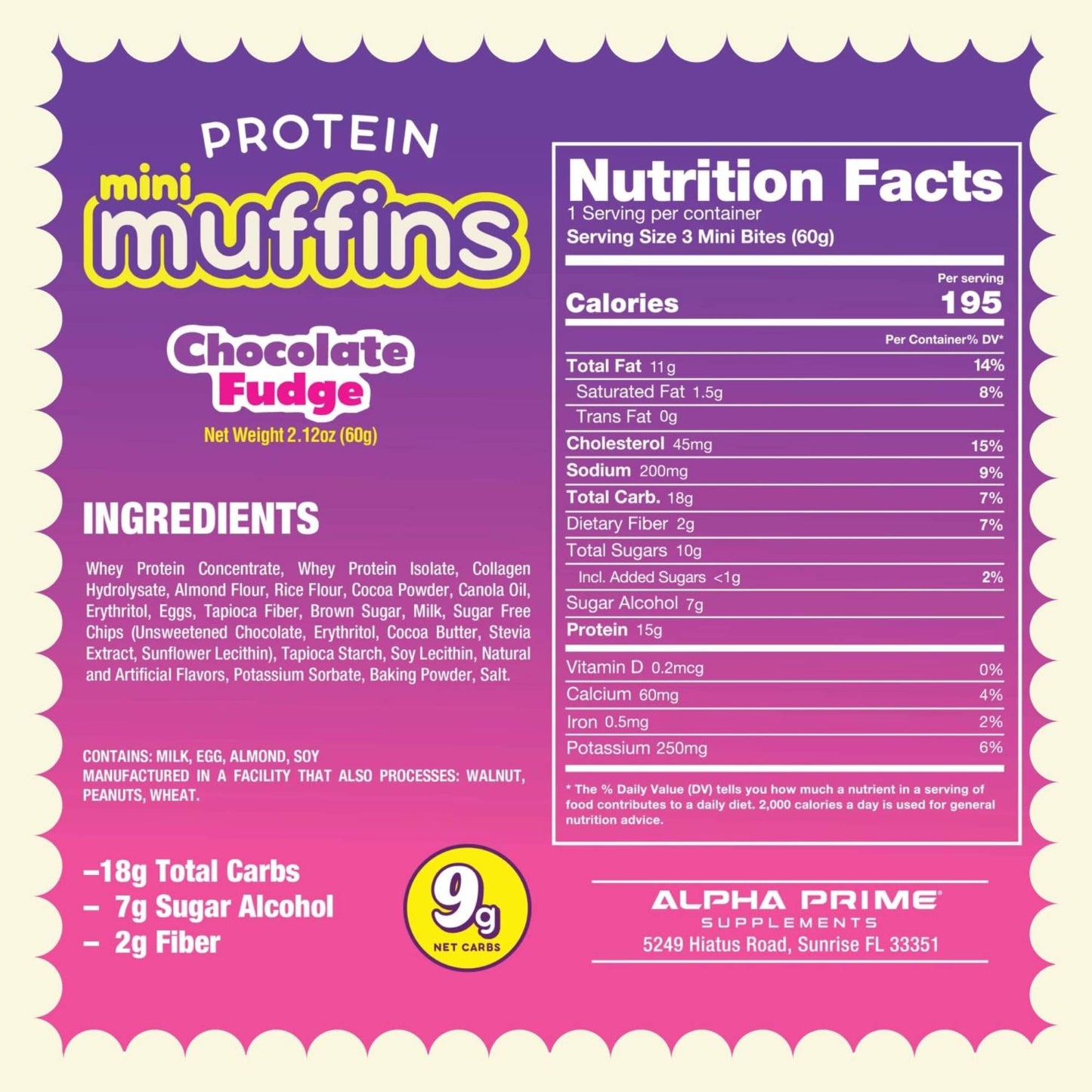 ALPHA PRIME BITES - PROTEIN MINI MUFFINS CHOCOLATE FUDGE