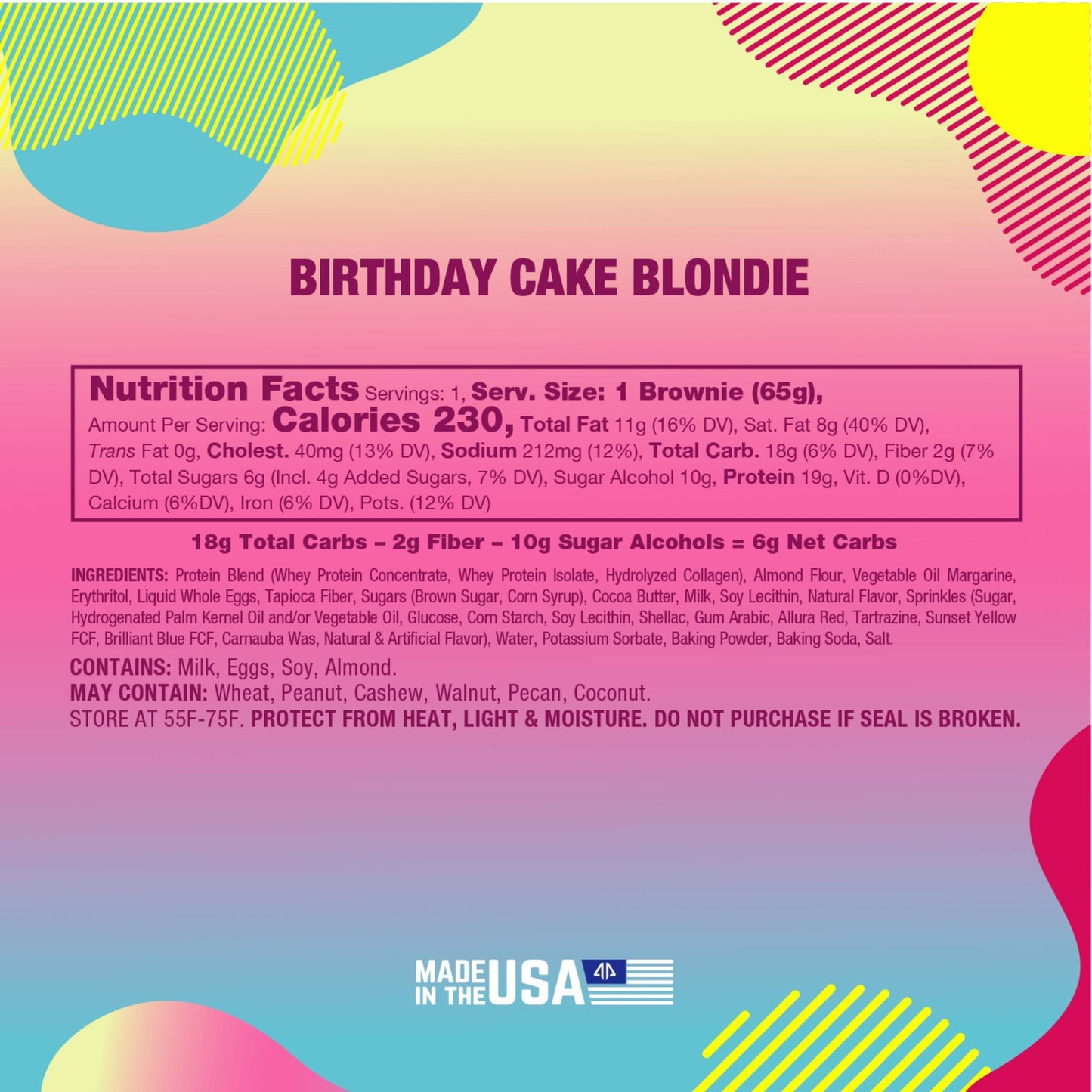 ALPHA PRIME BITES - PROTEIN BROWNIE BIRTHDAY CAKE BLONDIE