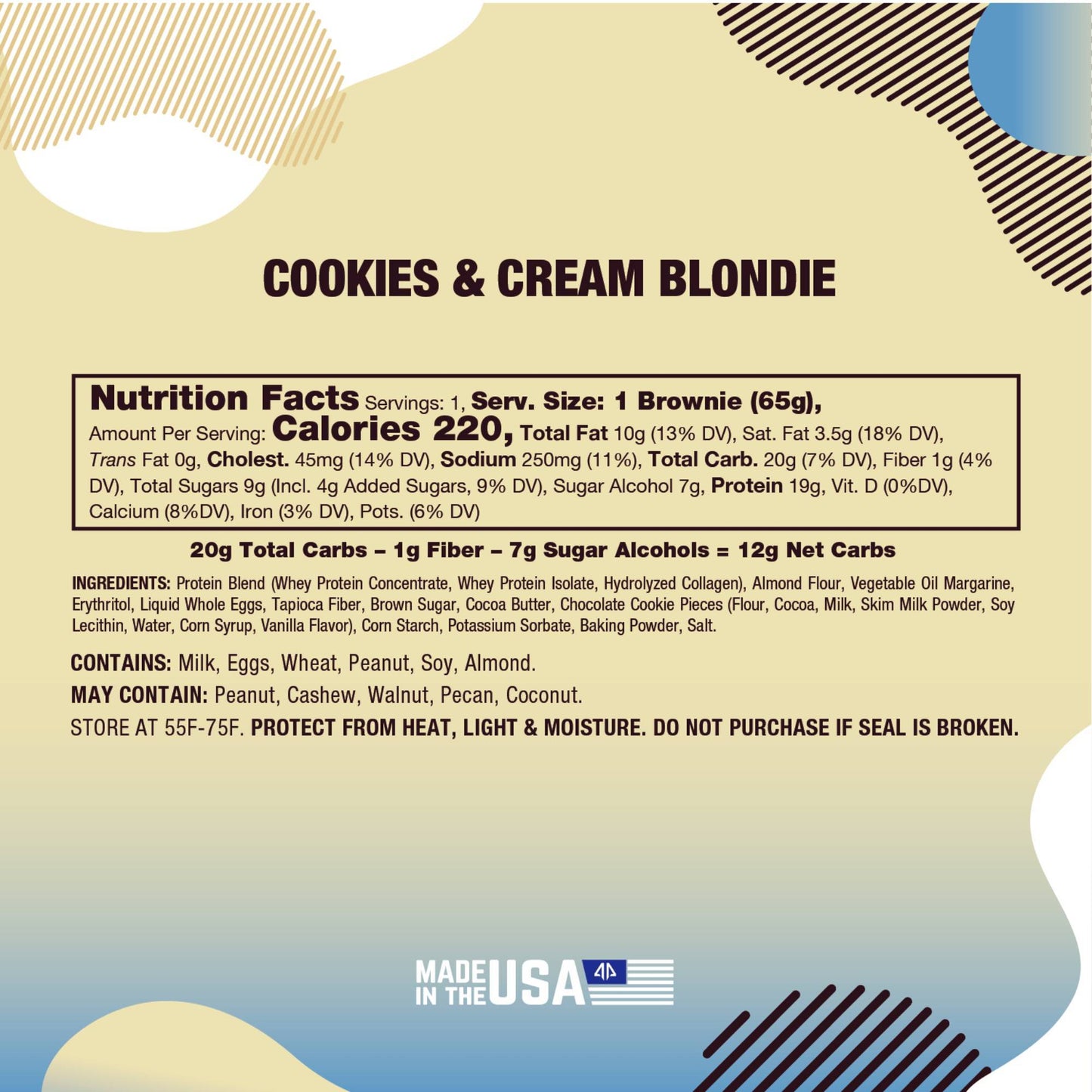 ALPHA PRIME BITES - PROTEIN BROWNIE COOKIES AND CREAM BLONDIE