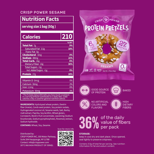 Crisp Power - Protein Pretzels SESAME 50g