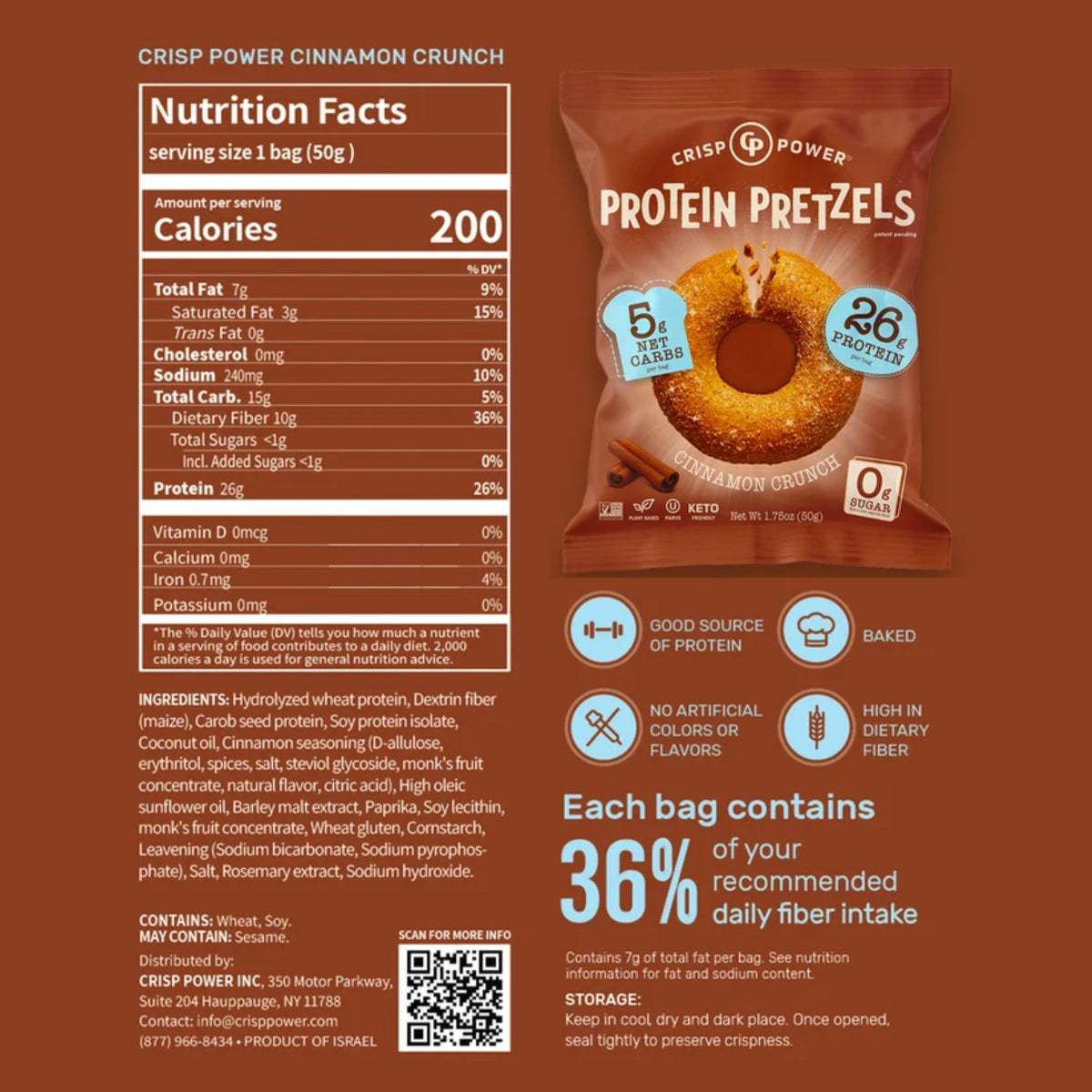 Crisp Power - Protein Pretzels CINNAMON CRUNCH 50g