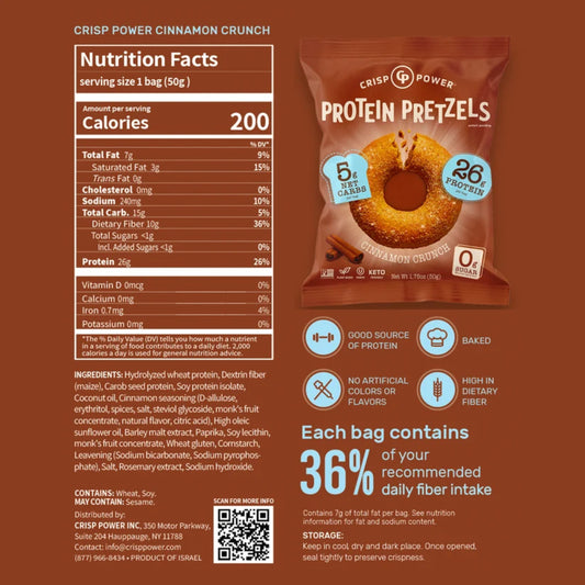 Crisp Power - Protein Pretzels CINNAMON CRUNCH 50g