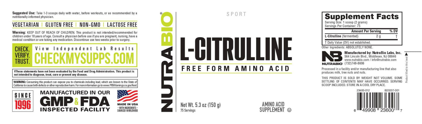 Nutrabio – L-CITRULLINE 150G