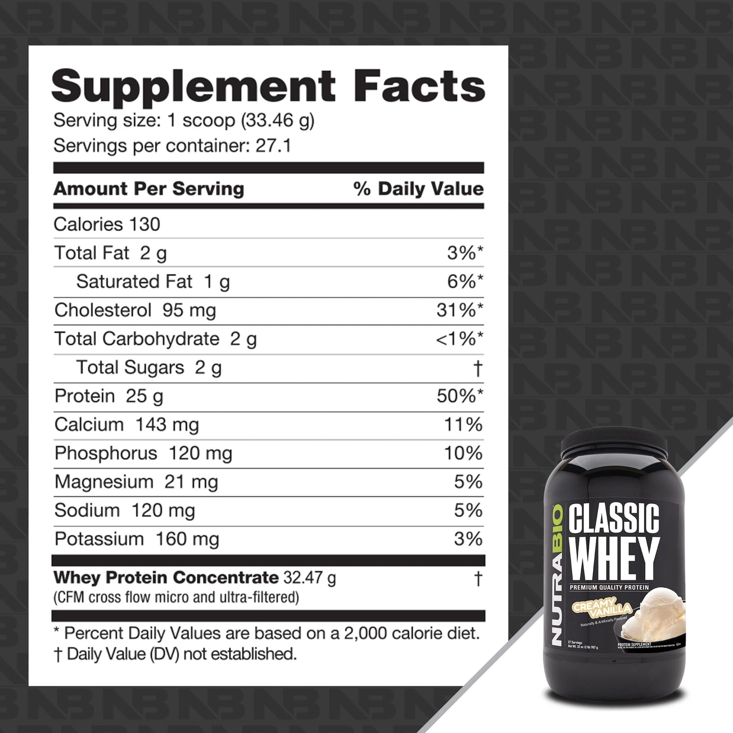Nutrabio - Classic Whey CREAMY VANILLA 2lbs