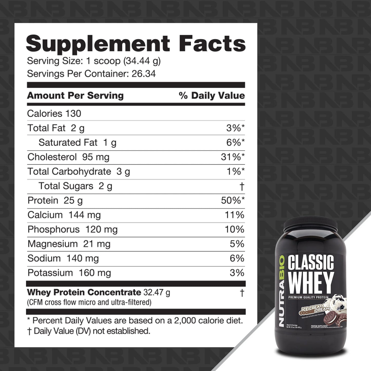 Nutrabio – Classic Whey ICE CREAM COOKIE DREAM 2lbs