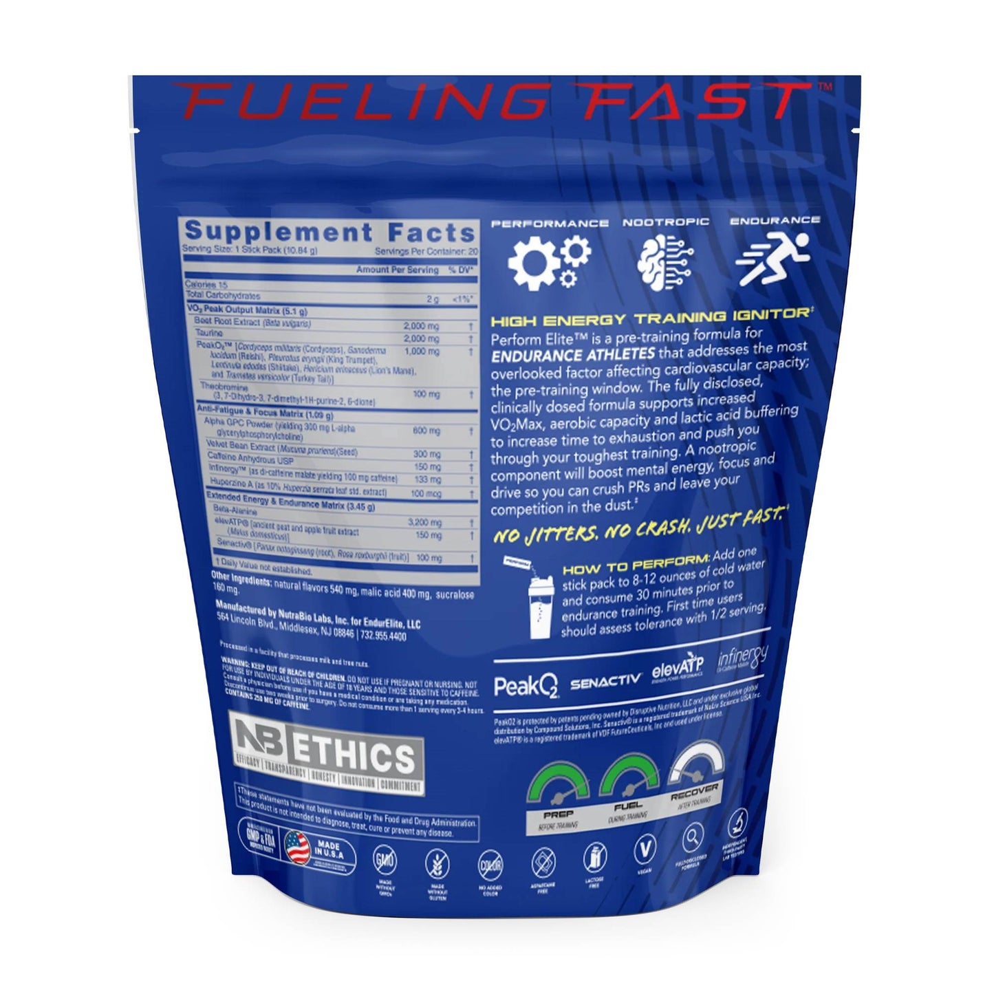 ENDURELITE - PERFORM ELITE STICK PACKS SENSATIONAL STRAWBERRY 20SVG (10/1/25 Exp)