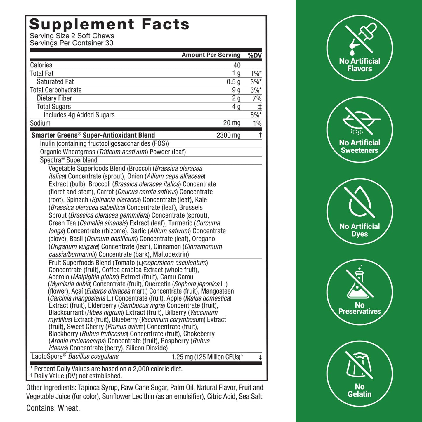 Force Factor - Smarter Greens Summer Berry 60 soft chews