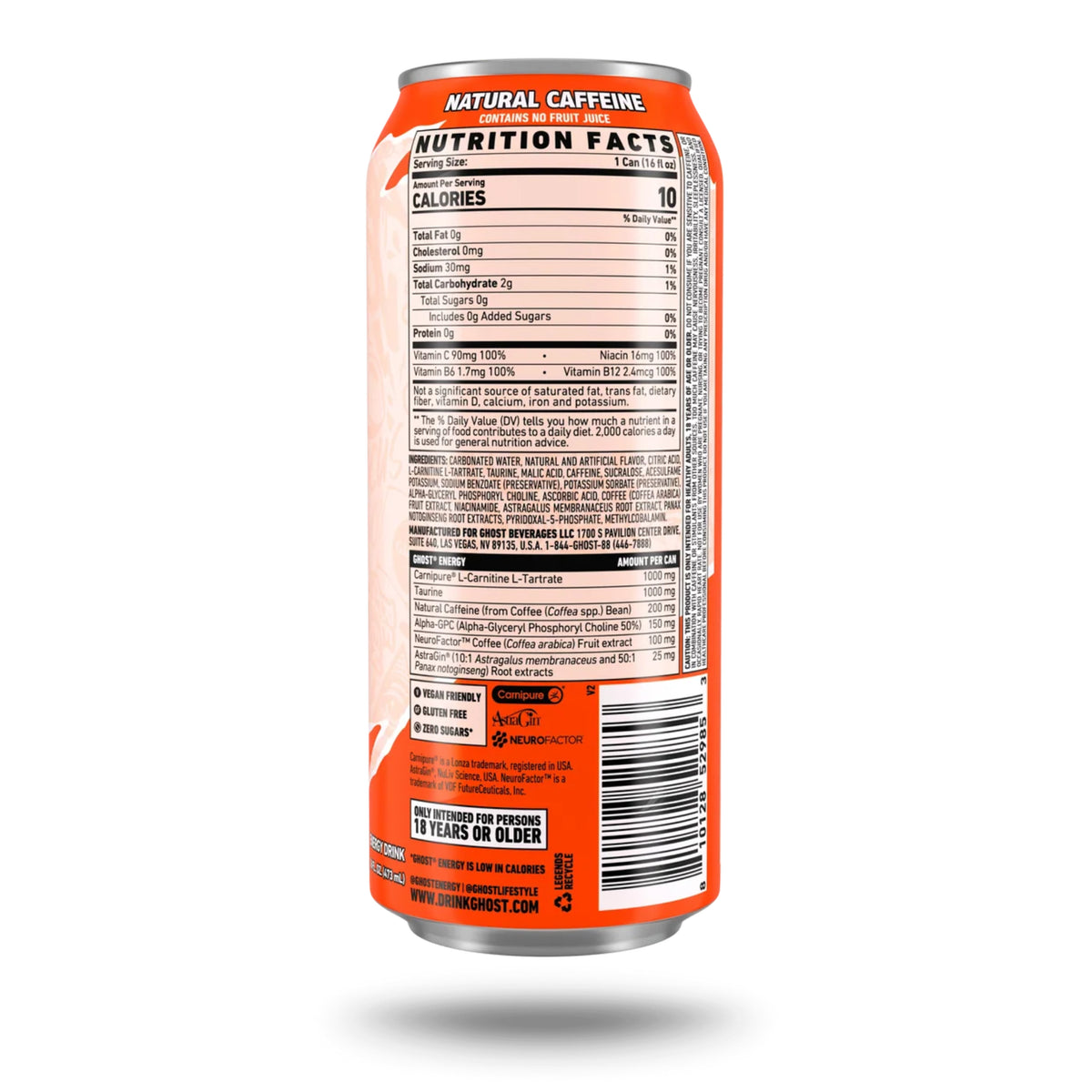 GHOST - Energy Zero Sugar PEACHES 473ml