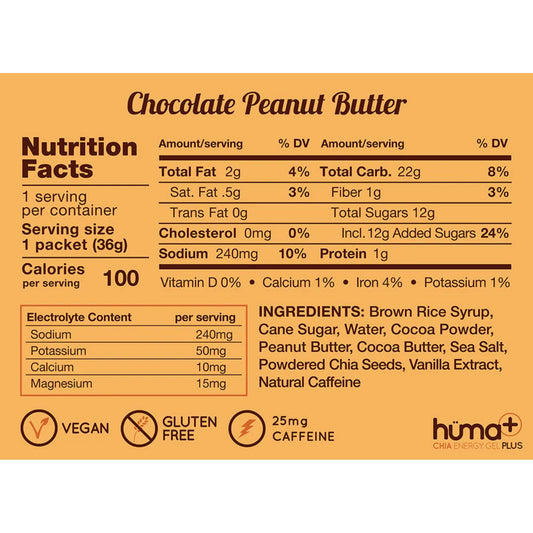 HUMA + CHIA ENERGY GEL PLUS – CHOCOLATE PEANUT BUTTER 36g