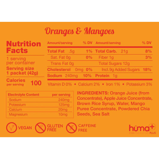 HUMA + CHIA ENERGY GEL PLUS – ORANGES & MANGOES 42g