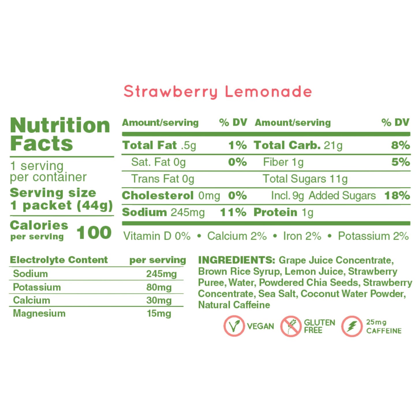 HUMA + CHIA ENERGY GEL PLUS - Strawberry Lemonade Caffeine 1x Caffeine 44g