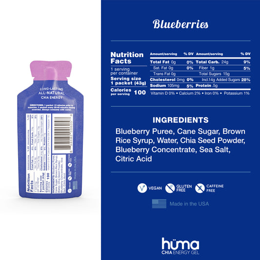 Huma – Chia Energy Gel Blueberries Caffeine Free 43g