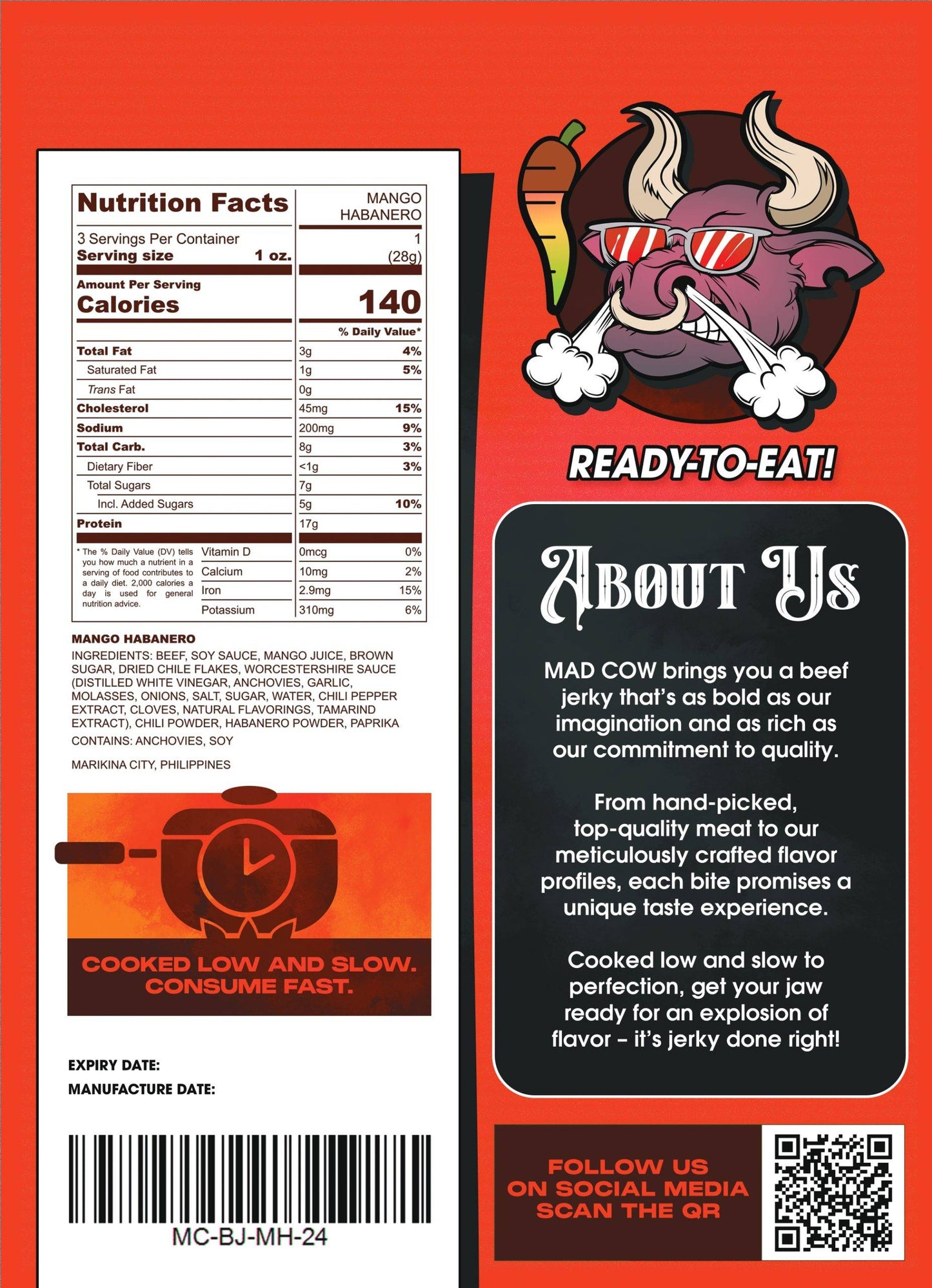 MAD COW - BEEF JERKY MANGO HABANERO 80g