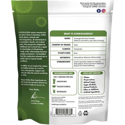 MRM - Superfoods - Organic Ashwagandha Root Powder 113g