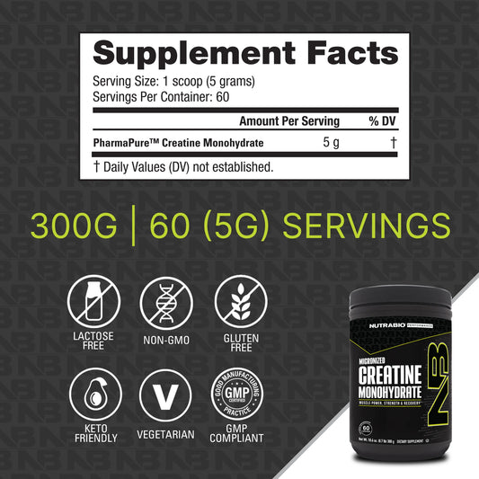 Nutrabio – Creatine Monohydrate 300g