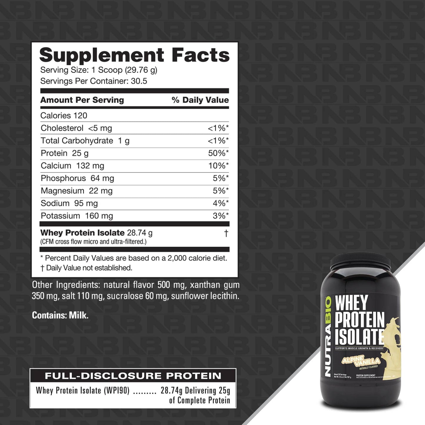 Nutrabio – Whey Protein Isolate ALPINE VANILLA 2lbs