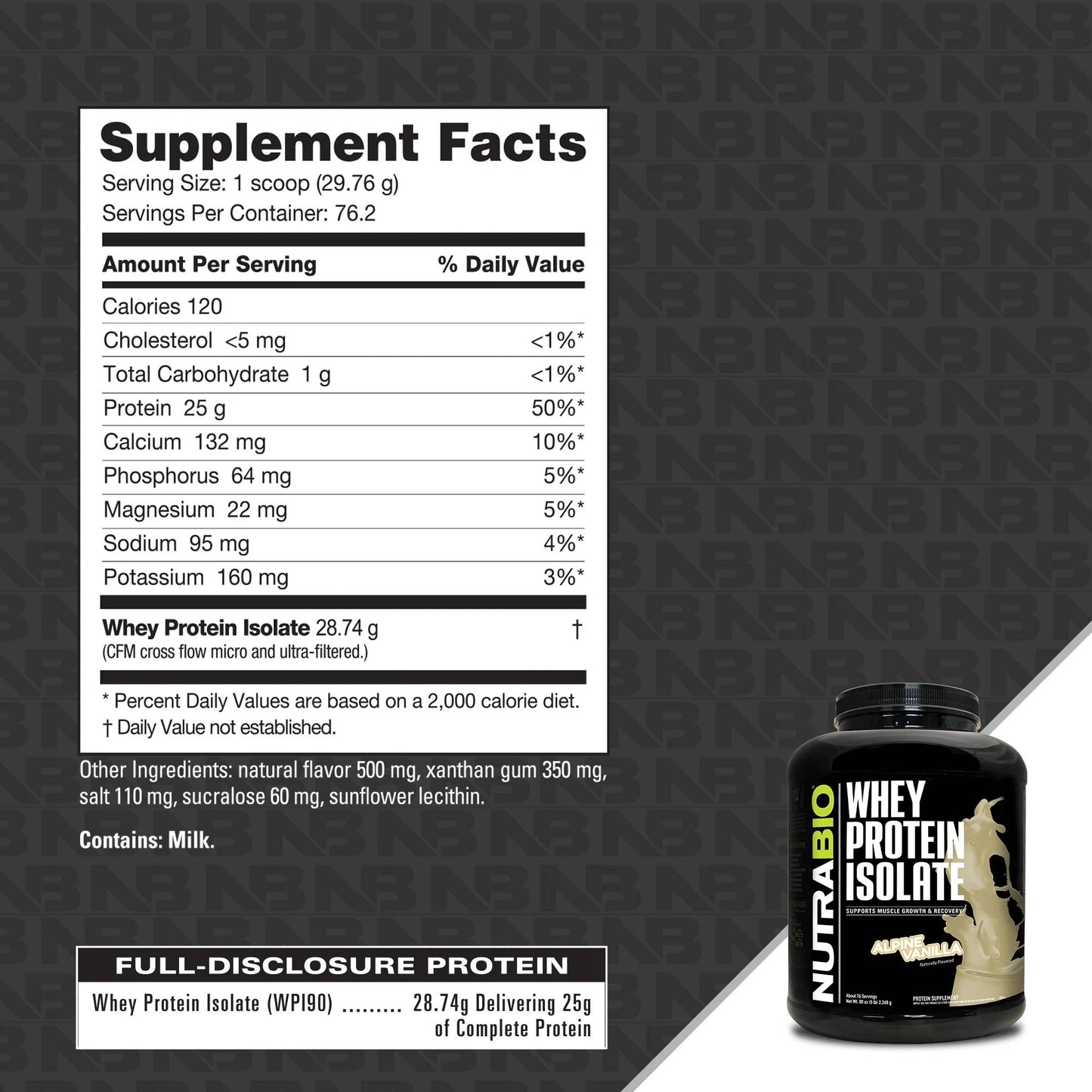 Nutrabio – Whey Protein Isolate ALPINE VANILLA 5lbs