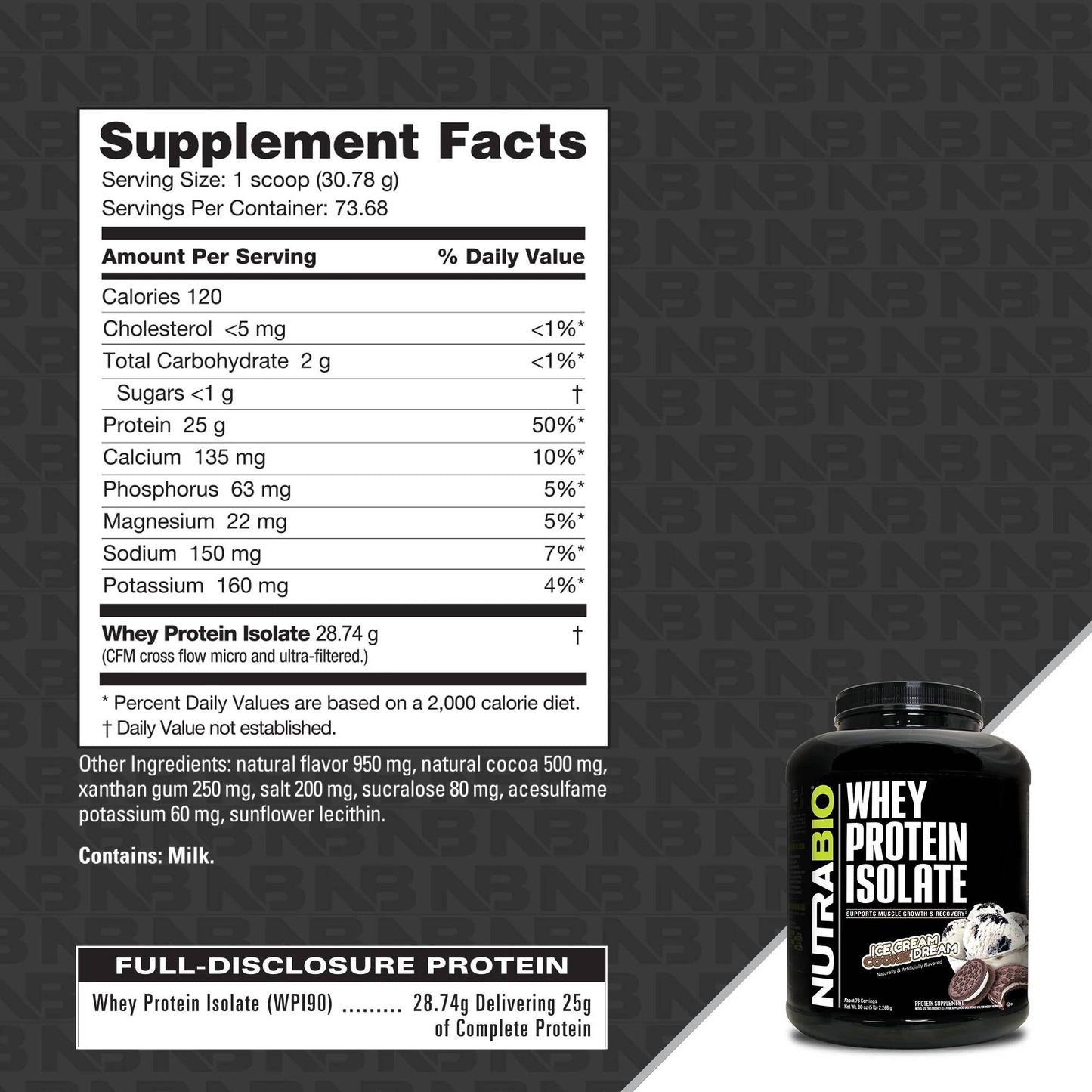 Nutrabio – Whey Protein Isolate ICE CREAM COOKIE DREAM 5lbs