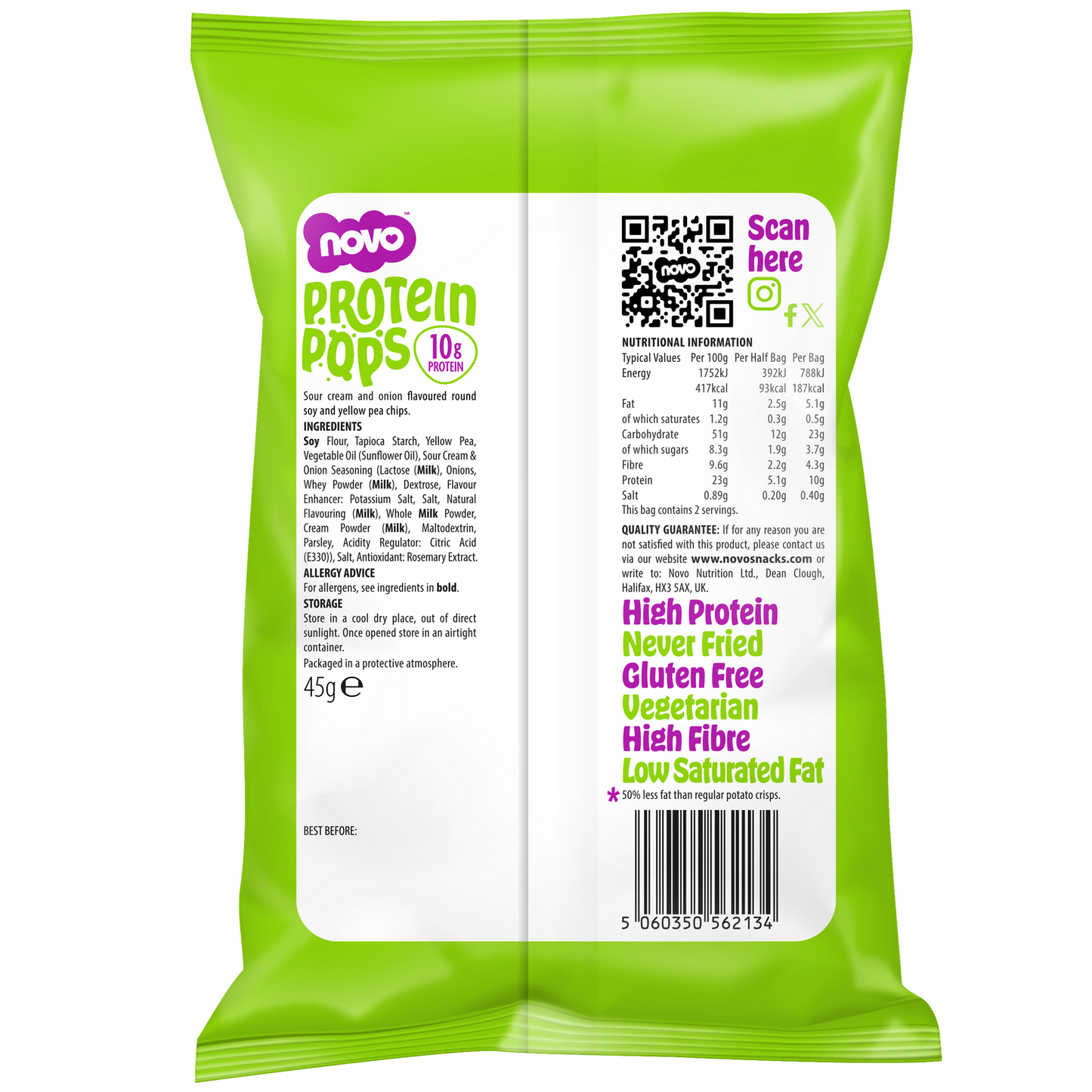 NOVO - Protein Pops SOUR CREAM & ONION
