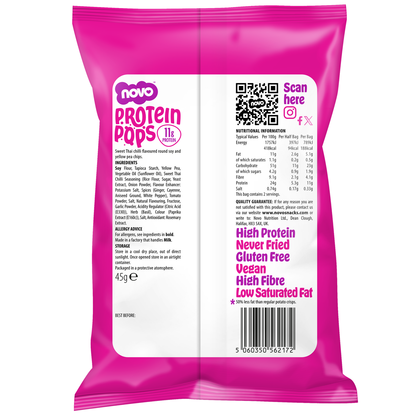 NOVO - Protein Pops SWEET THAI CHILLI (Best Before: 8/16/26)