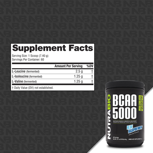 NUTRABIO BCAA 5000 BLUE RASPBERRY 60 Servings