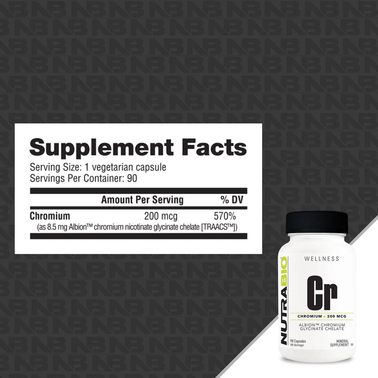 Nutrabio – Chromium Chelate GTF (200mcg) 90CAPS