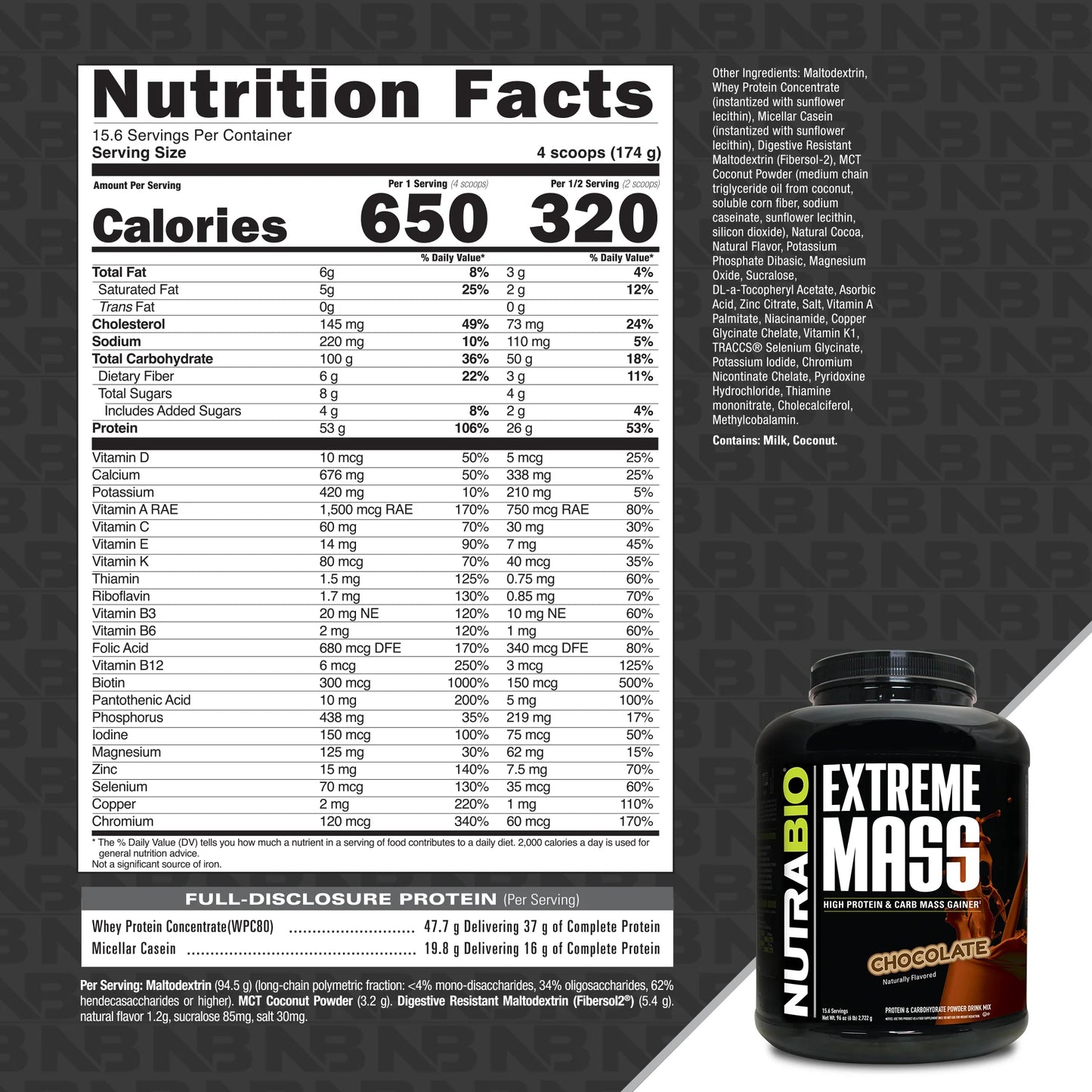 Nutrabio – Extreme Mass Gainer CHOCOLATE 6LBS