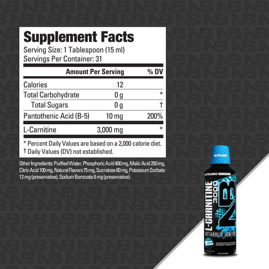 NUTRABIO - LEANSHOTS L-CARNITINE 3000 BLUE RAZZ 473ML