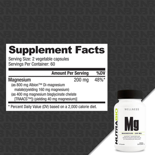 Nutrabio – Magnesium Complex (200 mg) 120 VCaps