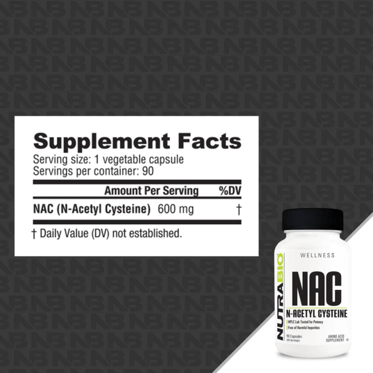 Nutrabio - NAC N-ACETYL CYSTENE 600MG 90 VCAPS