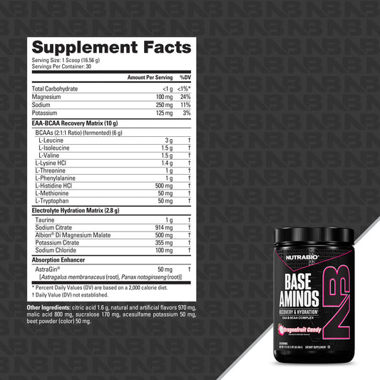 Nutrabio - Base Aminos DRAGON FRUIT CANDY 30 Servings