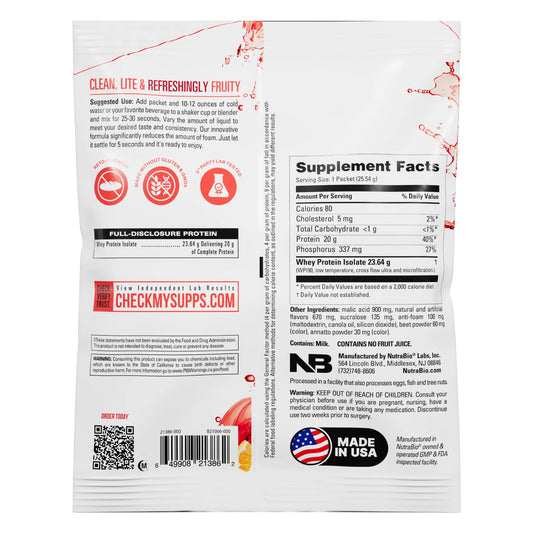 Nutrabio – Clear Whey Protein Isolate FRUIT PUNCH 1svg