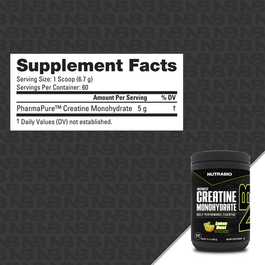 Nutrabio – Creatine Monohydrate LEMON BURST 402g