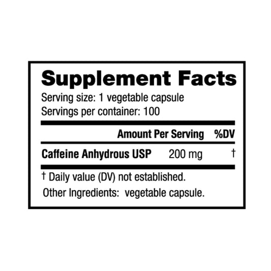 Nutrabio - Caffeine (200mg) 100 Vegetable Capsules