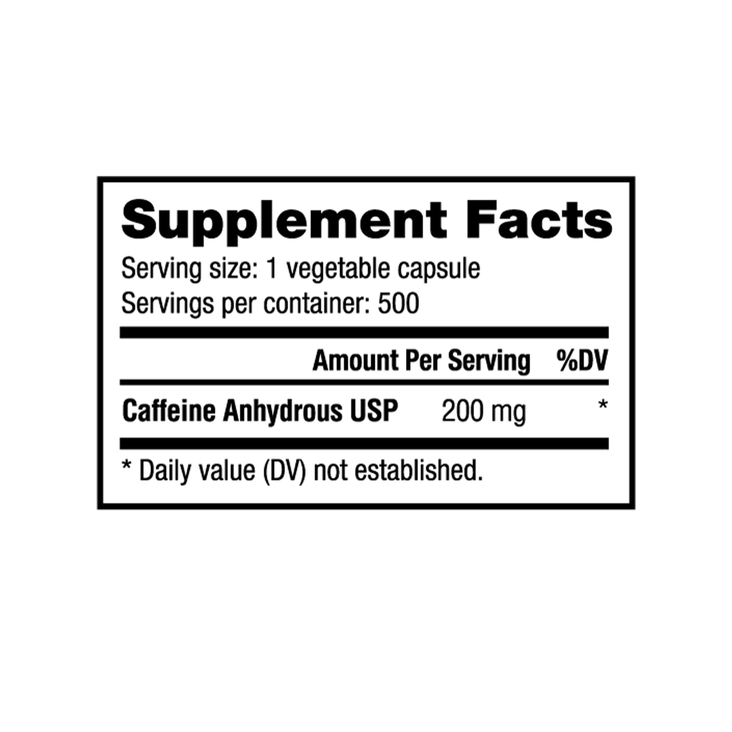 Nutrabio - Caffeine (200mg) 500 Vegetable Capsules