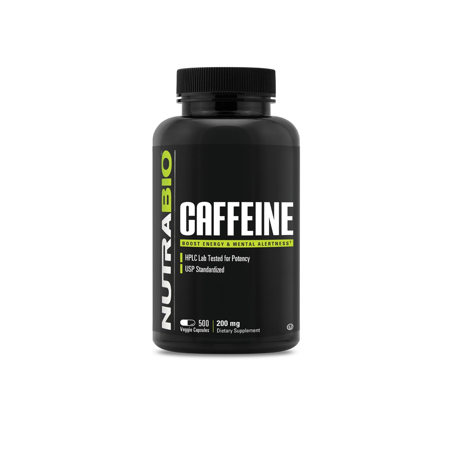 Nutrabio - Caffeine (200mg) 500 Vegetable Capsules