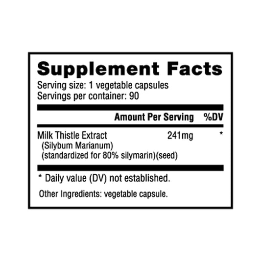 Nutrabio – Milk Thistle 241mg 90 Vegetable Capsules (12/1/25 Exp)