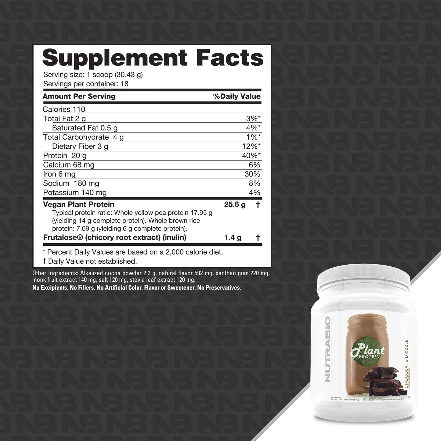 Nutrabio - Plant Protein CHOCOLATE DRIZZLE 18 Servings