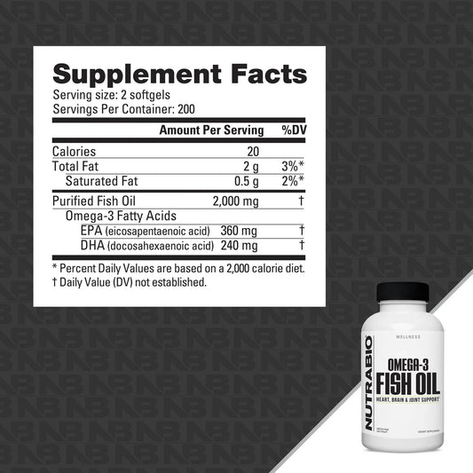 Nutrabio – Omega-3 Fish Oil 400 Softgels