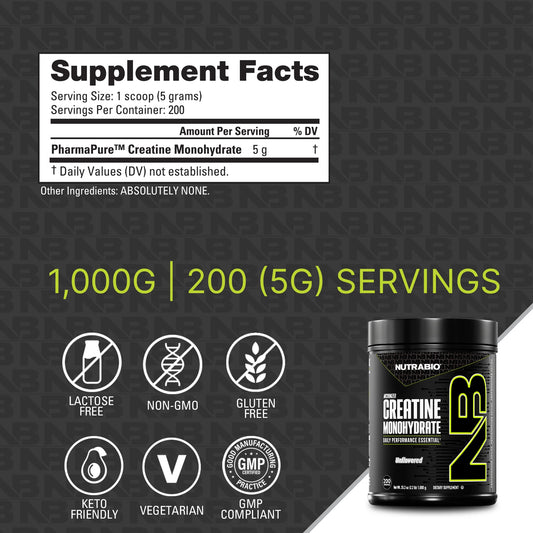 Nutrabio – Creatine Monohydrate 1000g