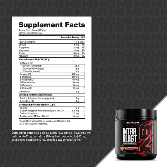 Nutrabio – Intra Blast TROPICAL FRUIT PUNCH 30 Servings