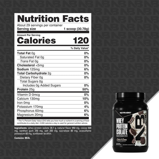 Nutrabio – Whey Protein Isolate COOKIES & CREAM 2lbs