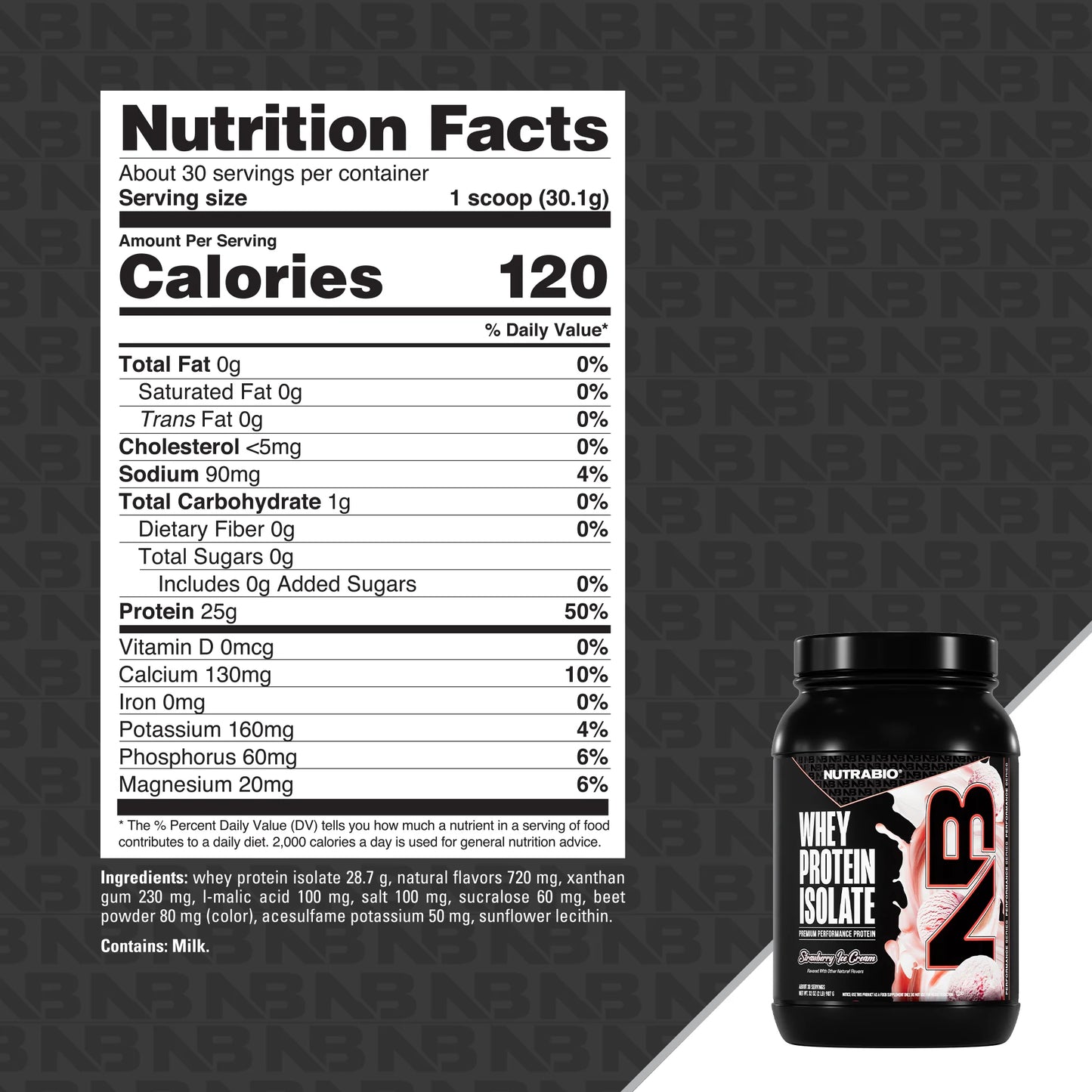Nutrabio – Whey Protein Isolate STRAWBERRY ICE CREAM 2lbs