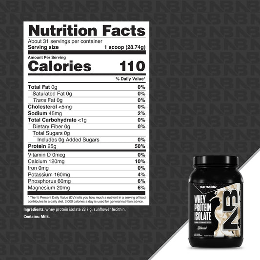Nutrabio – Whey Protein Isolate UNFLAVORED 2lbs