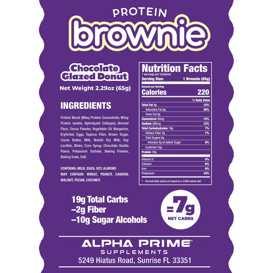ALPHA PRIME BITES - PROTEIN BROWNIE CHOCOLATE GLAZED DONUT (Best By: 12/9/25)