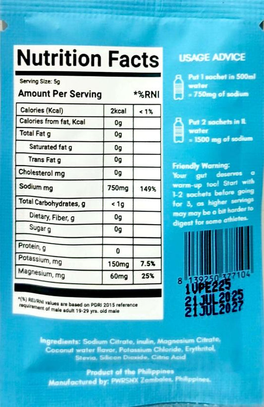 PWR Hydration - Endurance Electrolyte Mix COCONUT WATER 5g