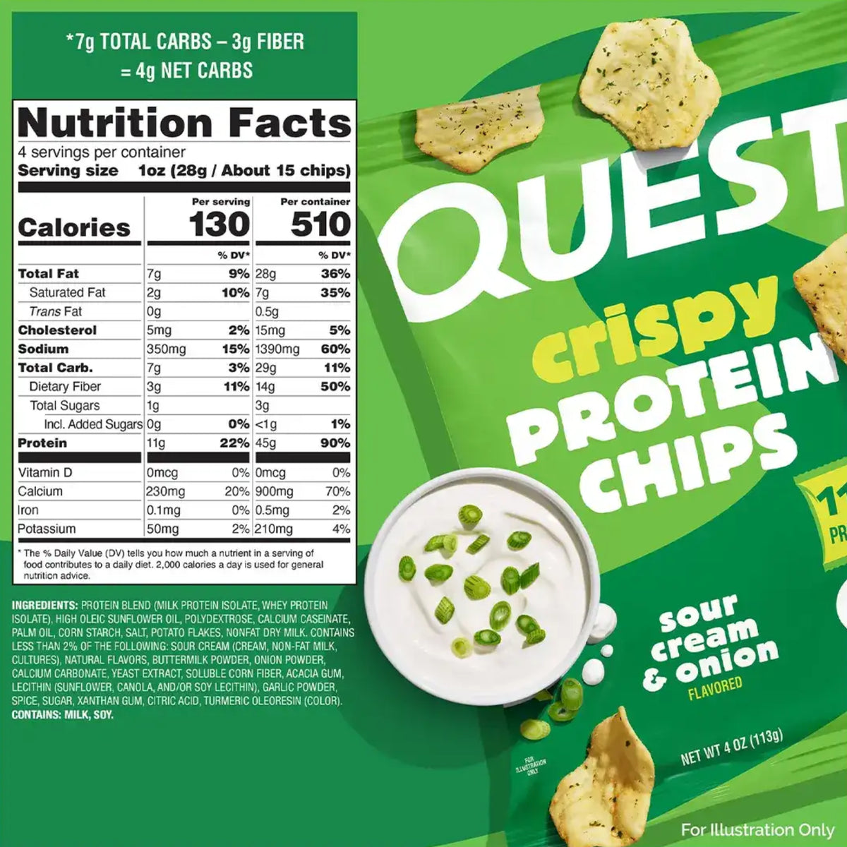 Quest Nutrition - Crispy Protein Chips SOUR CREAM & ONION 113g