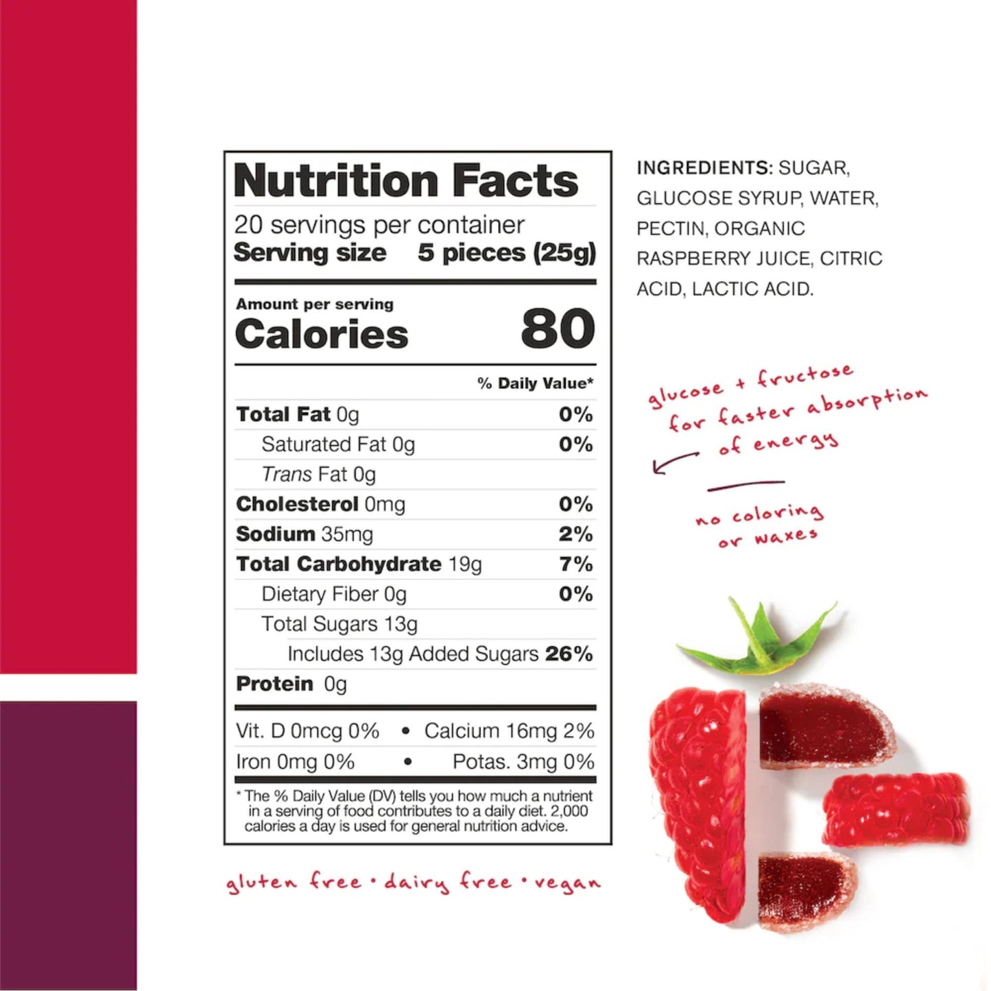 Skratch Labs - Energy Chews Sport Fuel RASPBERRY