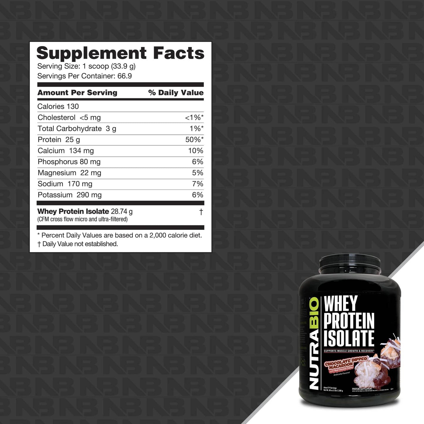 Nutrabio – Whey Protein Isolate CHOCOLATE DIPPED MACAROON 5lbs (2/1/26 Exp)